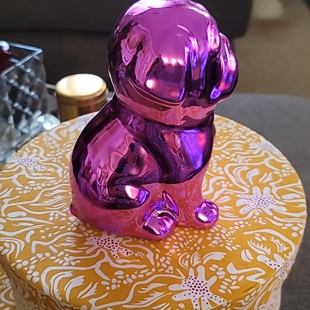 🩷Cute Pink Matallic Sitting Bulldog Figurine Statue🩷 - Picture 6 of 8